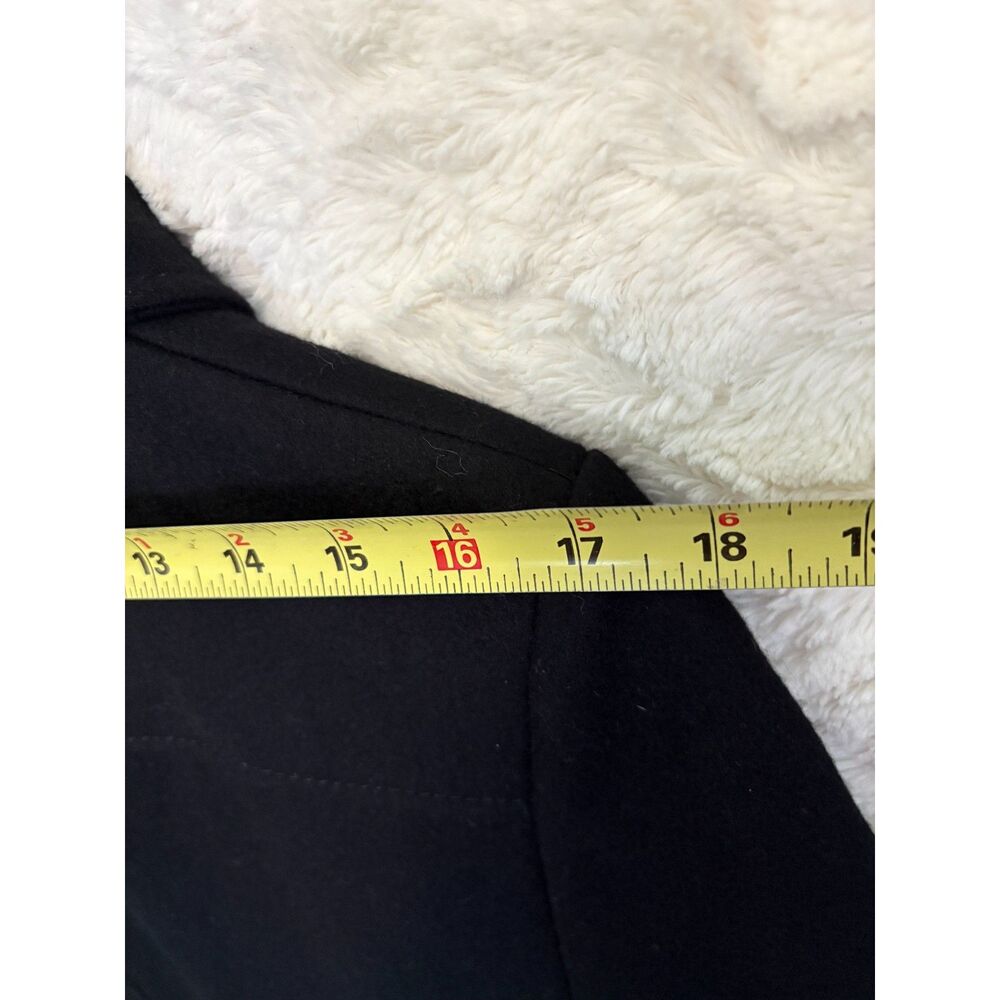 Kenneth Cole New York Black Wool Blend Swing Coat Size 8 Hooded Funnel Neck - Picture 7 of 8